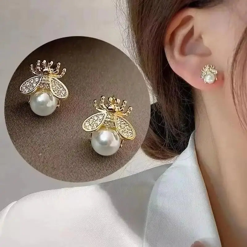 925 Silver Needle Korean Fashion Double V Crystal Earrings For Women Jewelry 2026 Trending Luxury Women's Earrings Behind Ear