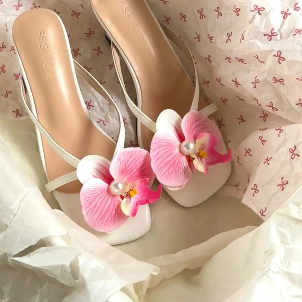 1 Pair Simulation Coloful Thai Fairy  Flower Shoe Buckles Personalized Design  Orchid Simulation Buckles Decor