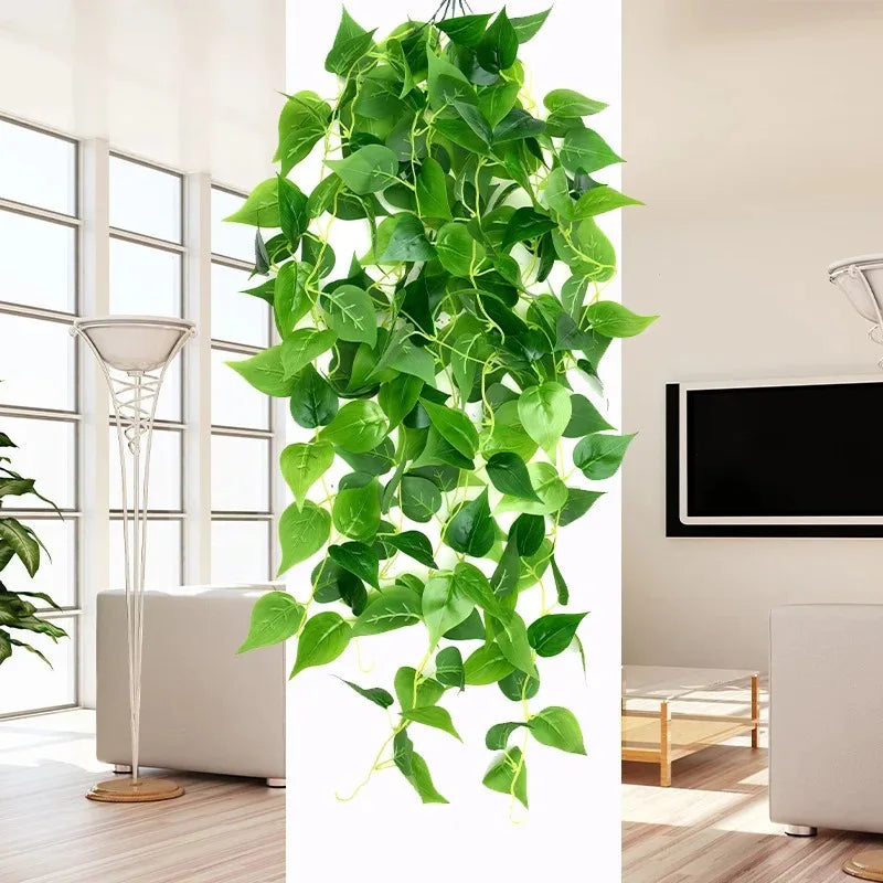 5 Forks Artificial Vines Plants Outdoor Plastic Creeper Green Ivy Wall Hanging Plants Branch For Home Garden Wedding Decor