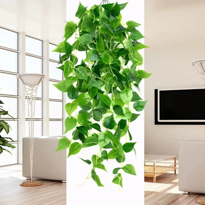 5 Forks Artificial Vines Plants Outdoor Plastic Creeper Green Ivy Wall Hanging Plants Branch For Home Garden Wedding Decor