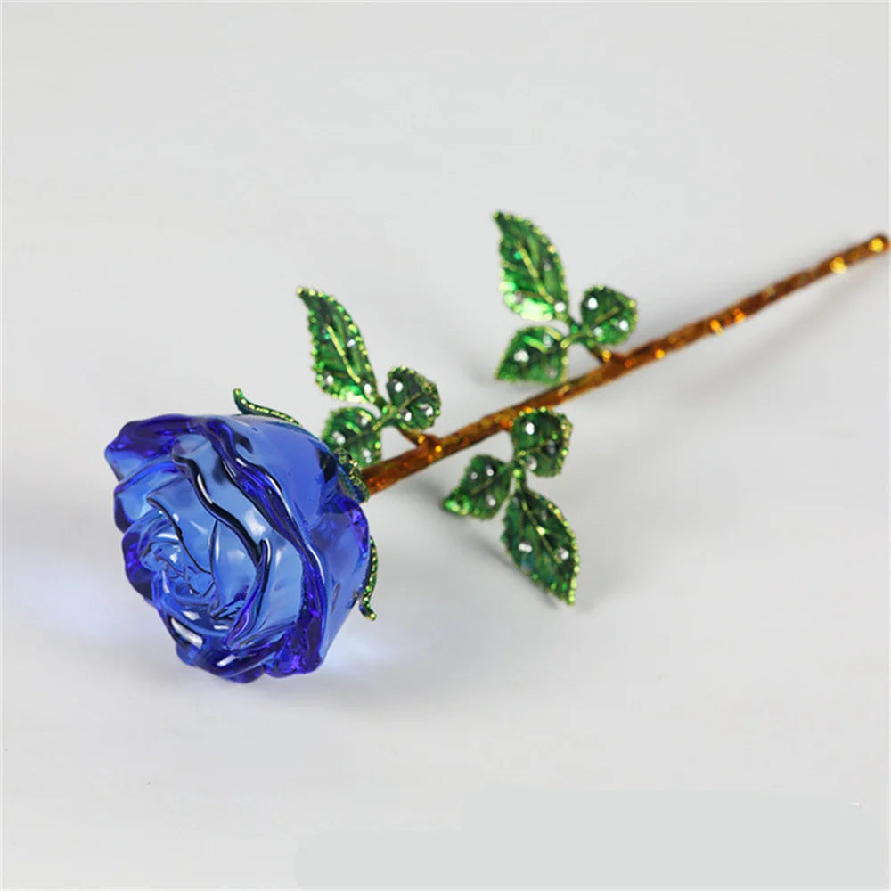 Valentines Day Gift Handcrafted Wedding Gifts Valentines Day Rose Transparent Crystal Glass Rose For Valentine's Day Girlfriend