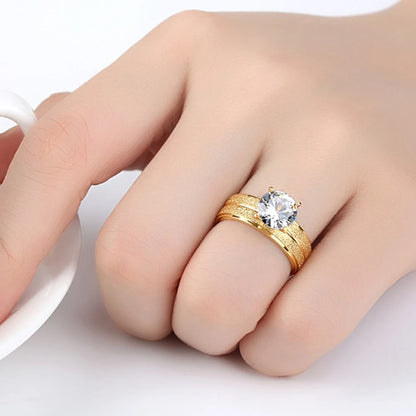 2024 Exquisite Gold Fashion Cube Zirconia Engagement Ring Women's Love Wedding Party Anniversary Celebration Bridal Jewelry Gift
