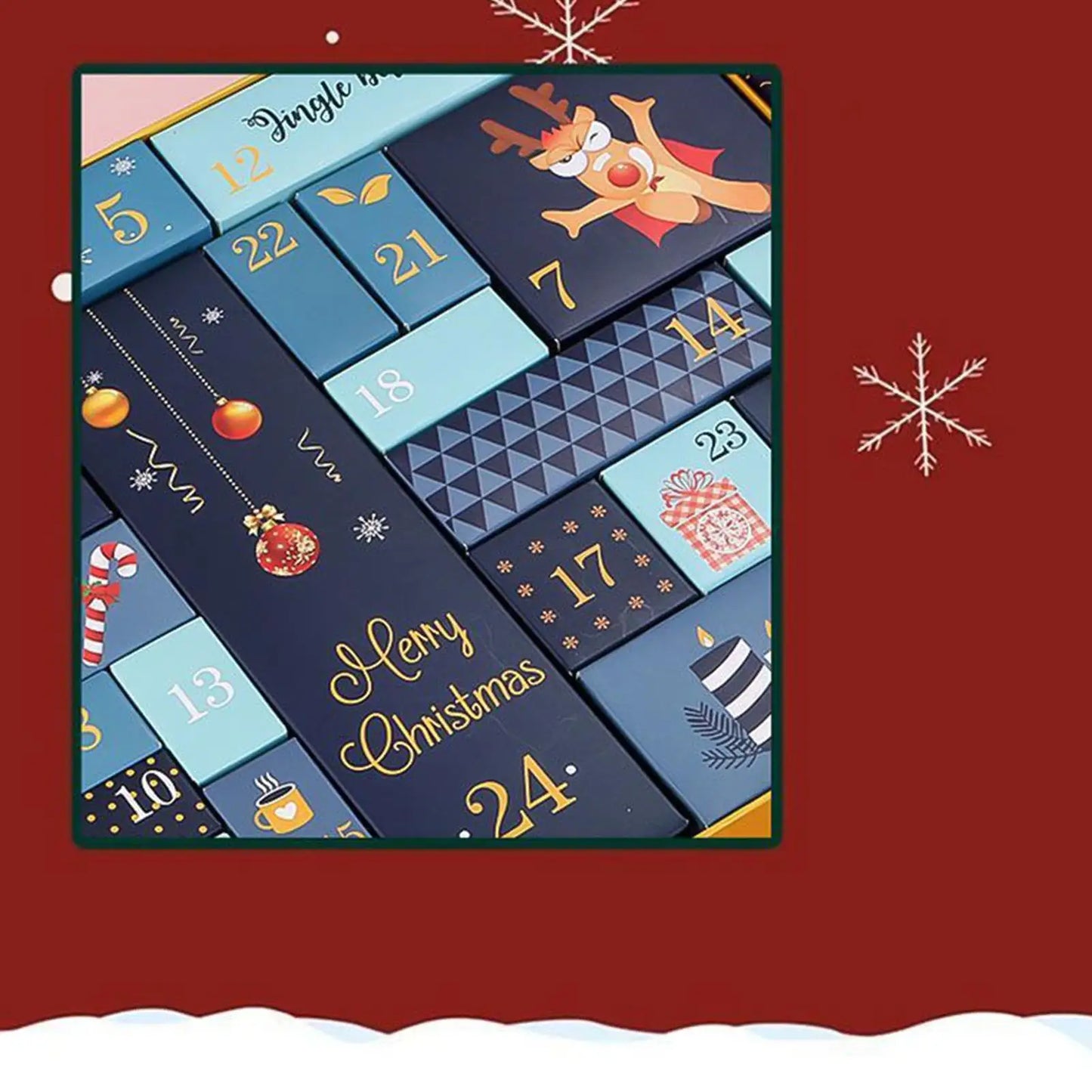 24 Days Refillable Calendar Christmas Boxes Empty Countdown Calendar Foldable New Year Holiday Box For Candy Window Fireplace