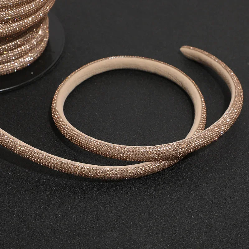 Bling Bling Rhinestone Cord Trimming Round Crystal Soft Tube Shoelace Rope Hoodies Trouser Drawstring DIY Manual Aglets 1yard