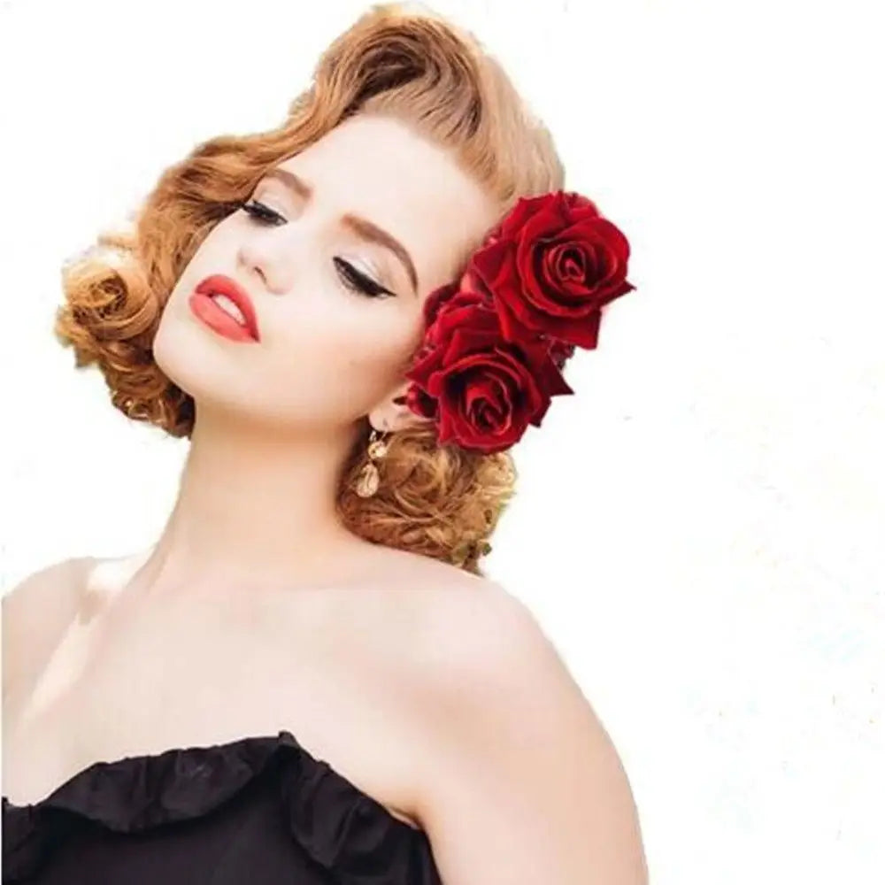 Fashion Festival Elegant Bridesmaid Hair Jewelry Bridal Flower Hair Clip Double Rose Hairpin Wedding Accessories