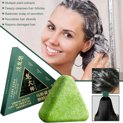 Thuja Leaf and Usman Shampoo Bar Usman Grass Handmade Soap Hair Nourishing Oil Control Soothing Hair Care