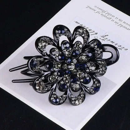 Shiny Rhinestone Hairpin Flower Leaf Duckbill Hair Claws Retro Hair Clips Accessories For Women Shinning Ponytail Headwear