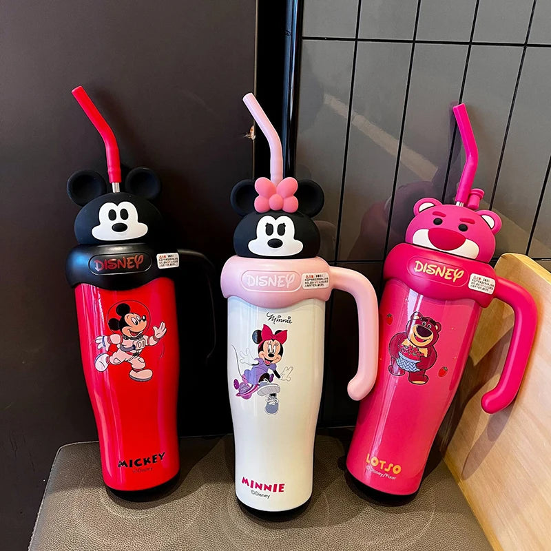 Hot Sale 800Ml Kawaii Lotso Mickey Large Capacity Thermos Cup 316 Stainless Portable Straw Cup Coffee Cooler Cup Gift Christmas