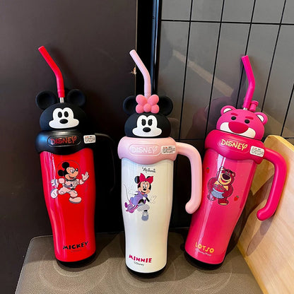 Hot Sale 800Ml Kawaii Lotso Mickey Large Capacity Thermos Cup 316 Stainless Portable Straw Cup Coffee Cooler Cup Gift Christmas
