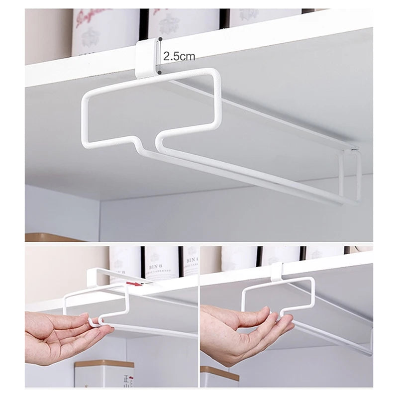 Wine Glasses Holder Bartender Stemware Hanging Rack Under Cabinet Stemware Organizer Glass Goblet Iron Rack Bar Kitchen Tools