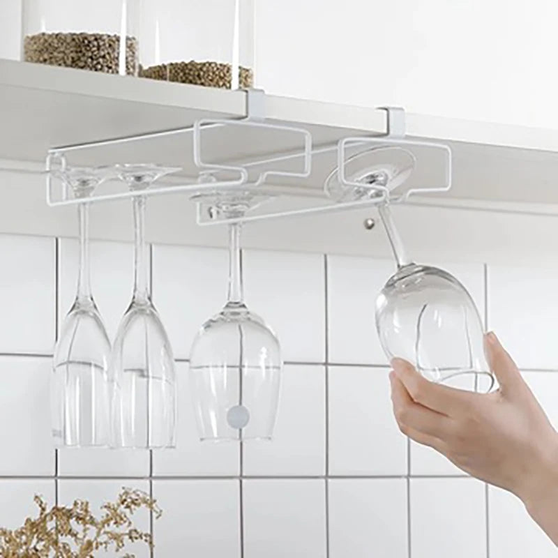 Wine Glasses Holder Bartender Stemware Hanging Rack Under Cabinet Stemware Organizer Glass Goblet Iron Rack Bar Kitchen Tools