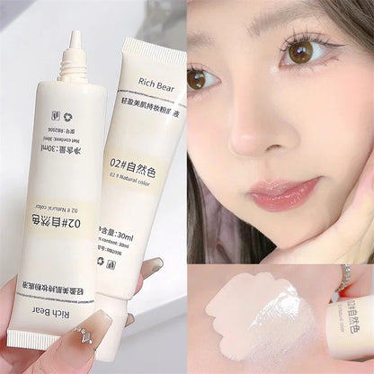 Moisturizing Liquid Foundation Ivory White Natural Color BB Cream Waterproof Lasting Base Concealer Lightweight NonSticky Makeup