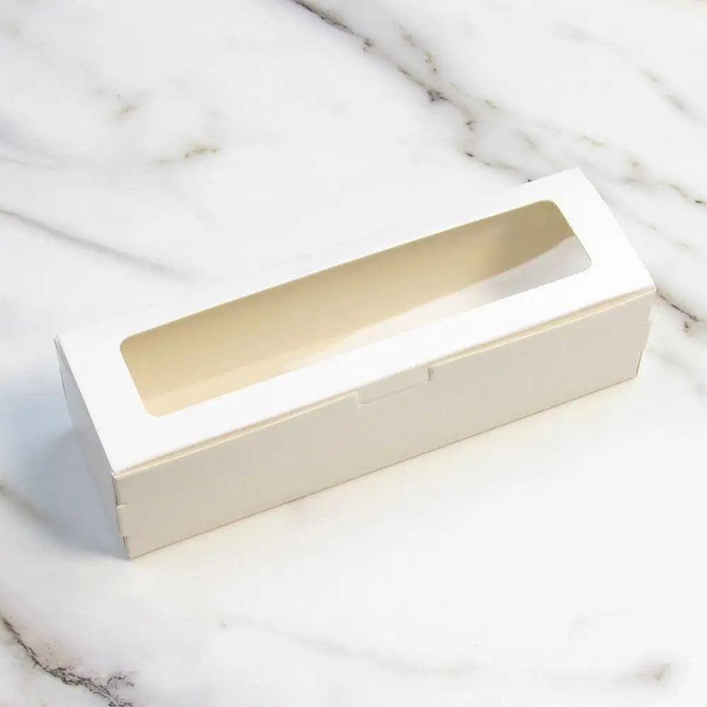 20Pcs Kraft Paper Macaron Boxes with Clear Window 2 Colors White Pastry Packaging Container Dessert Cookies Treat Delivery Box