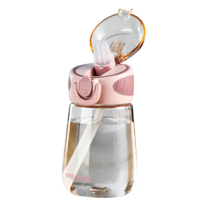 Portable Plastic Water Straw Cup Food-Grade Silicone Leak-proof Water Bottle With Scale Lightweight Sippy Cup For Home Kitchen