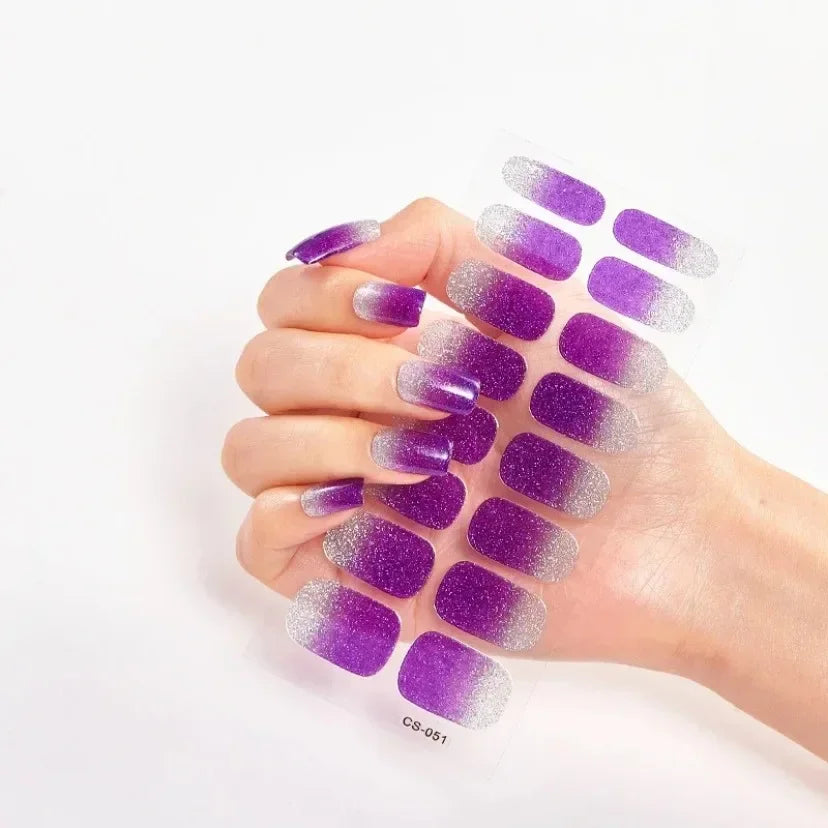 16Tips Nude Semi-Cured Gel Nail Wraps Sticker Long-Lasting UV LED Lamp French Nail Decal Full Cover Waterproof Semi-Cured Sticke