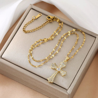 New Cross Clavicle Chain Retro Necklace Gift Jewelry Fashion Simple Pendant Holiday Decoration Clothing Accessories