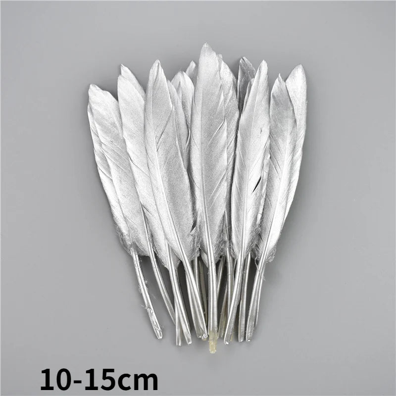 Gold Goose Feather Silver Turkey Plumes Handicraft Accessories Golden Duck Feathers Table Centerpieces Wedding Party Decoration