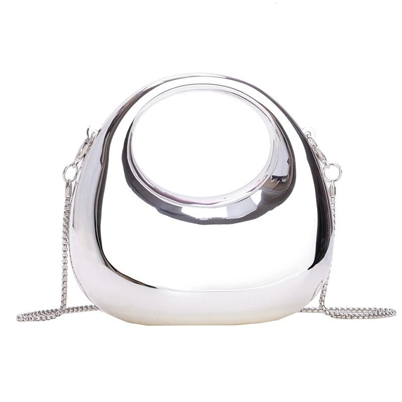 Z. Women's Chain Crossbody Bag Small Purse Acrylic Metallic Luster Half Moon Party Banquet Women's Bag Luxury Handbag
