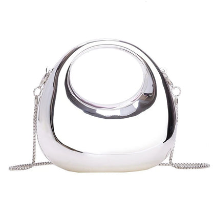 Z. Women's Chain Crossbody Bag Small Purse Acrylic Metallic Luster Half Moon Party Banquet Women's Bag Luxury Handbag