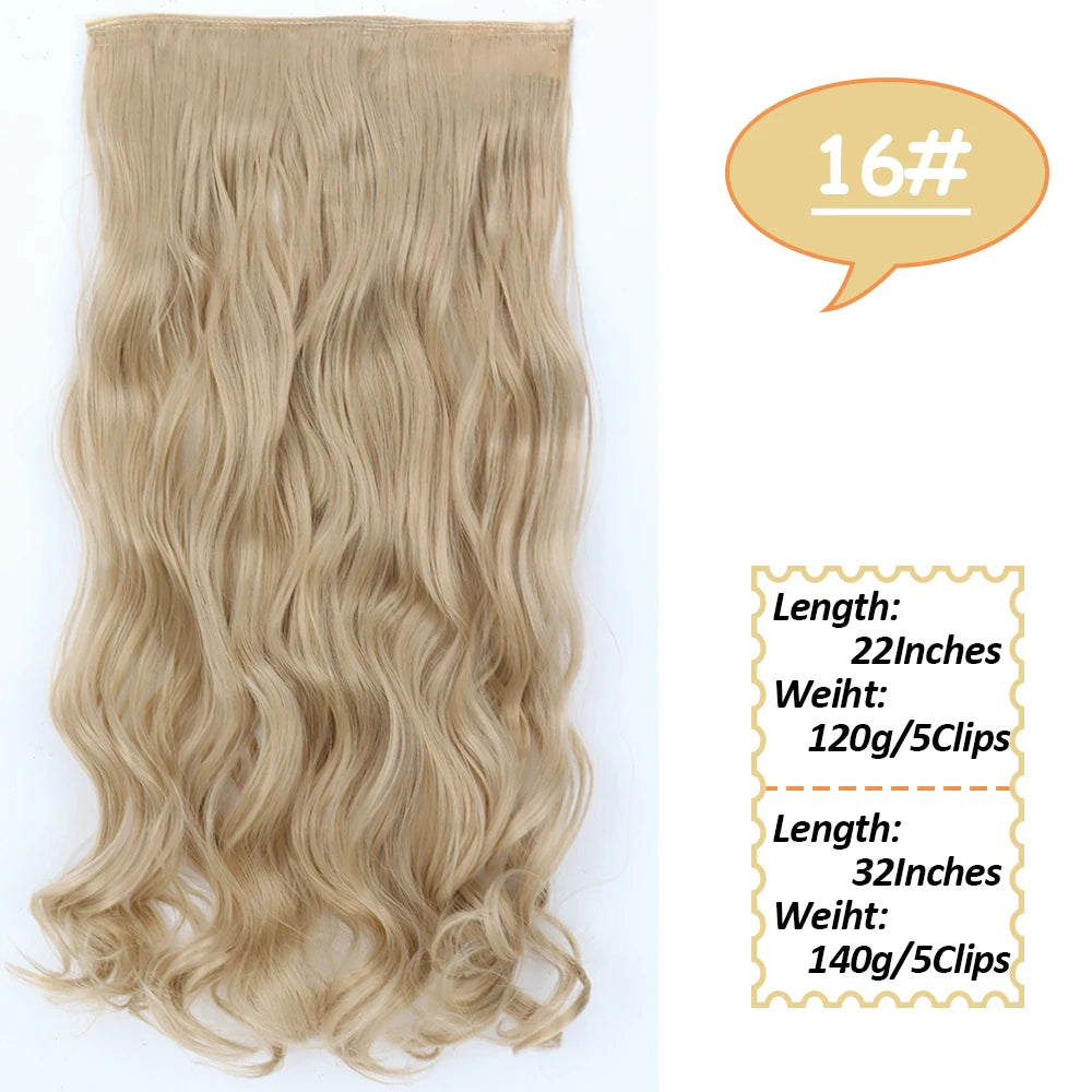 NICESY Synthetic Long Wavy 5 Clips Hair Extensions 22Inch/32Inch Clip On Hair Extensions High Tempreture Fake For Women