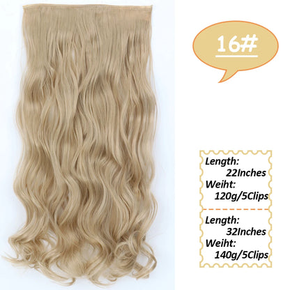 NICESY Synthetic Long Wavy 5 Clips Hair Extensions 22Inch/32Inch Clip On Hair Extensions High Tempreture Fake For Women