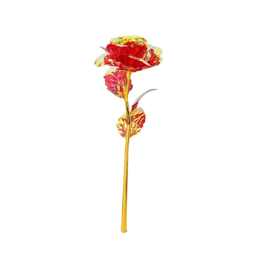 24k Eternal Rose Artificial Flowers Foil Plated Gold Rose Wedding Valentine'S Day Decoration Mother'S Day Gifts Fake Flower