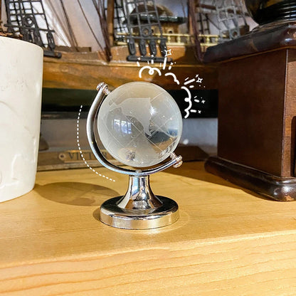 Ins Mini Crystal Globe Transparent Earth Globe Ball Glass Miniature Ornament Educational Toys Home Decor Gift Office Decoration