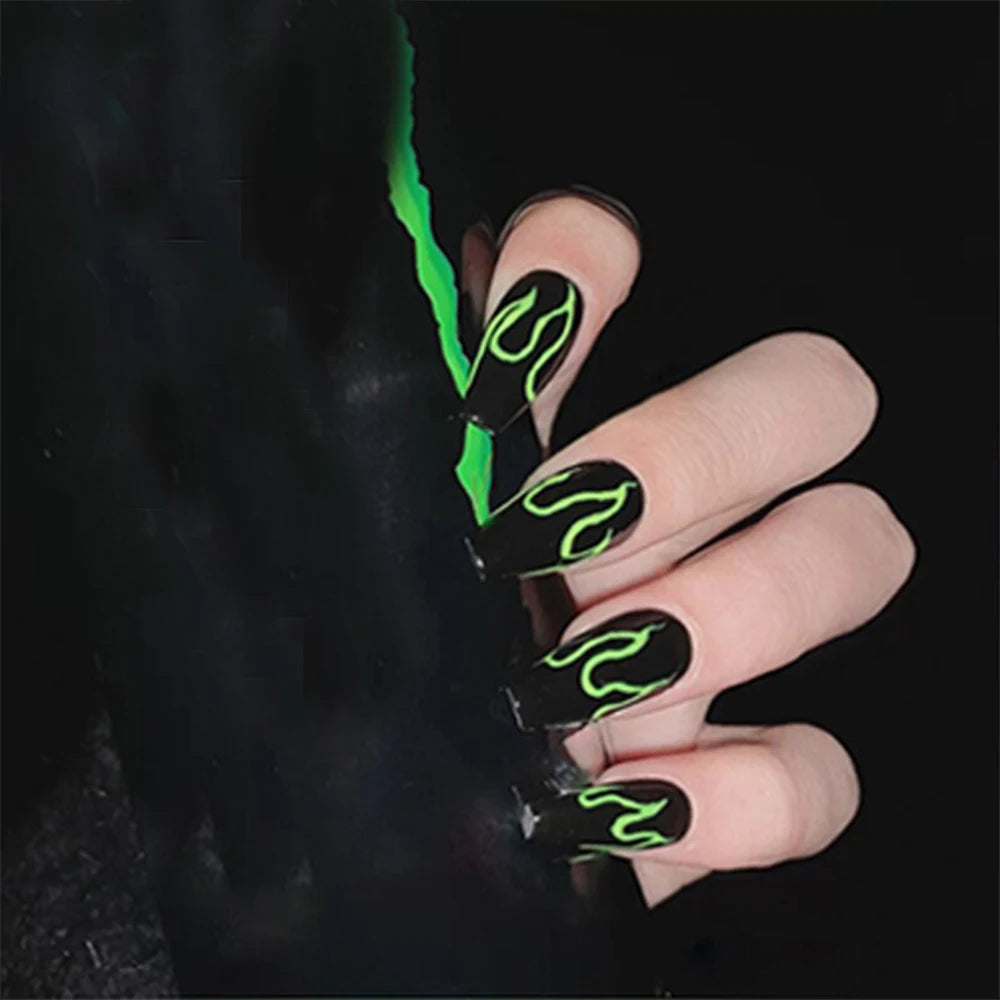 24Pcs/Box Charming Pink Flame Short Detachable Finished Fingernails Ballet Wearable Fake Nails press on Square Head Full Cover