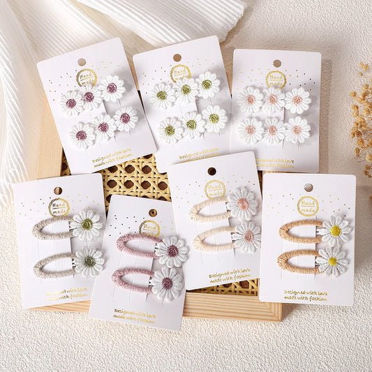 1/2/4 set Ins Daisy Flower Hair Clips Baby Girl Hairpins for Kids Lace White Barette Princess Hooks Infant Accessories Korean