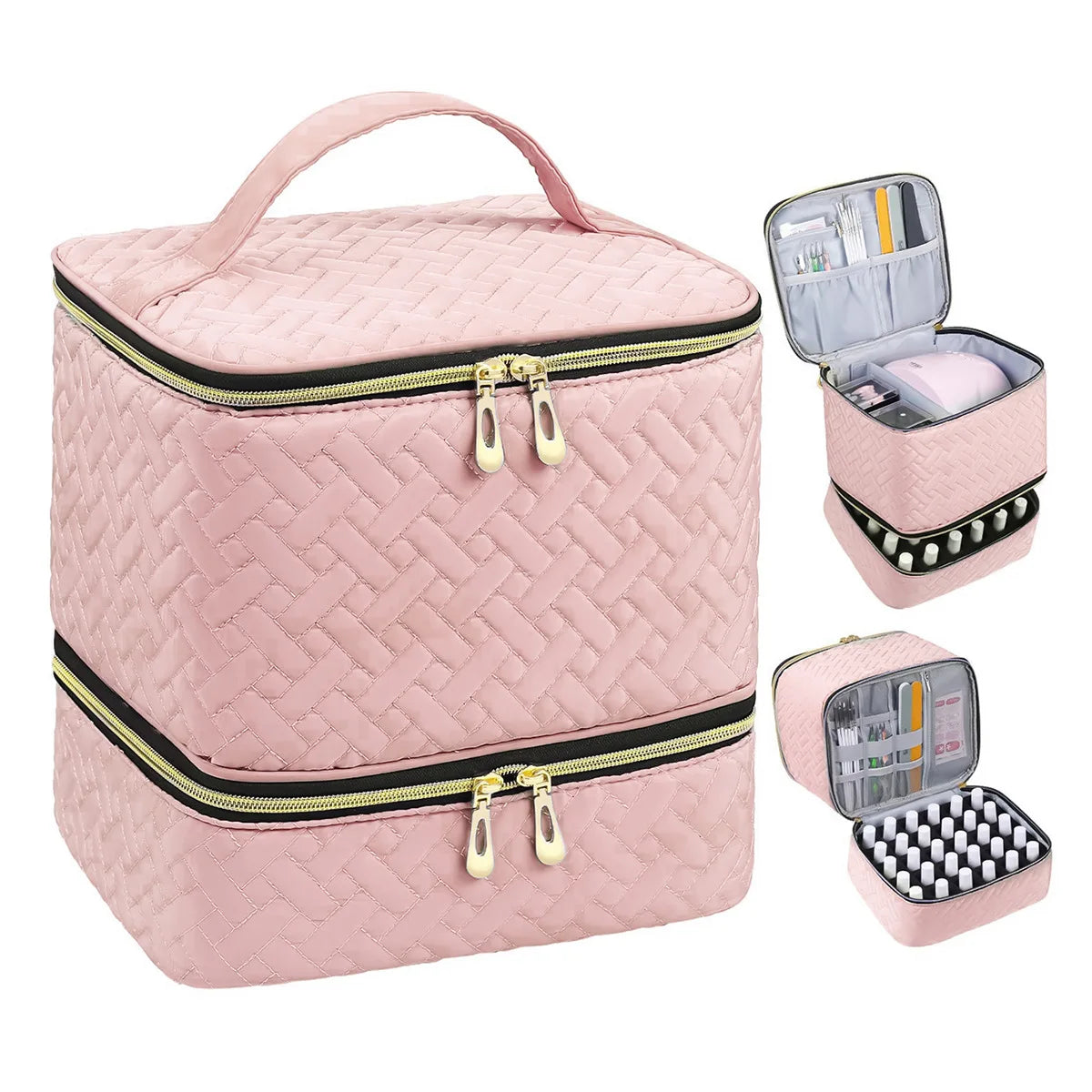 Nail Polish Storage Bag Essential Oil Bag Portable Cosmetic Nail Care Kit Nail Care Tool Storage Box Double Layer 30 Compartment