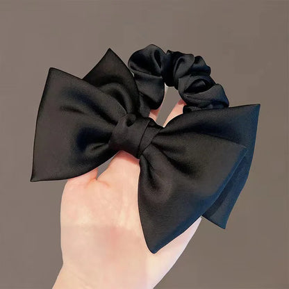 Female Satin Bow Hairpin Ponytail Clip Two-layer Bowknot Ribbon Spring Clip Temperament Accessories Korean Fashion Elegant
