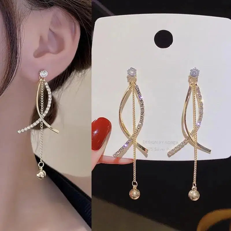 925 Silver Needle Purple Butterfly Long Tassel Earrings For Women Jewelry 2026 Trending Korean Fashion Luxury Crystal Earrings