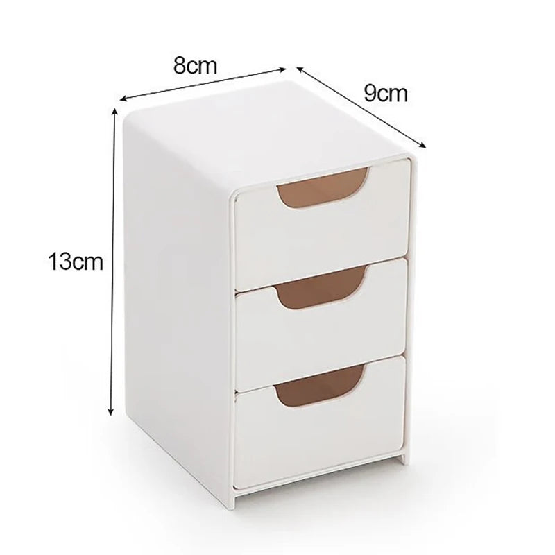 3-Tier Cosmetic Storage Box Organizer With Drawers Multifunctional Countertop Storage For Jewelry Office Supplies