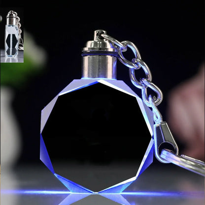 1PCS Free Engrave Personalized Crystal Keyring Free Design Gift with LED Light Customized Photo Keyring Commemorative Pendant