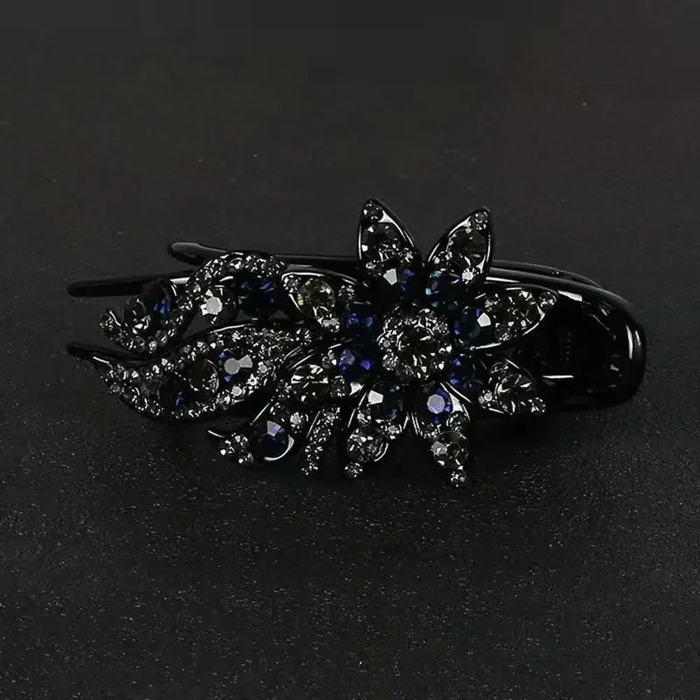 Shiny Rhinestone Hairpin Flower Leaf Duckbill Hair Claws Retro Hair Clips Accessories For Women Shinning Ponytail Headwear