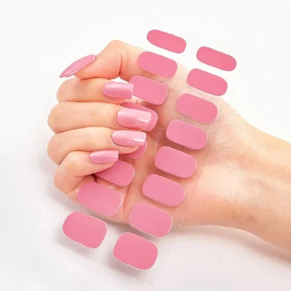 Semi Cured Gel Nail Sticker Pure Color UV LED Lamp Covered Waterproof Full Adhesive Long Self Nail Decals Manicure Lasting