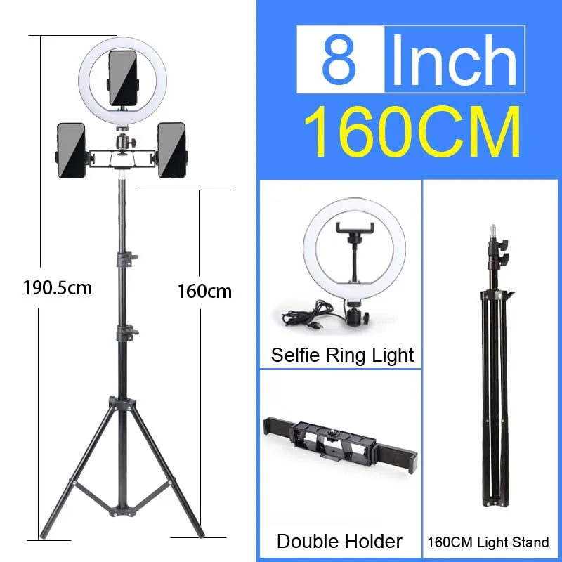 6-14" Ring Light 10 Dimming Levels 22 Modes Professinonal Fill Light 3CCT/RGB with Tripod & Phone/IPad Holder For Live streaming