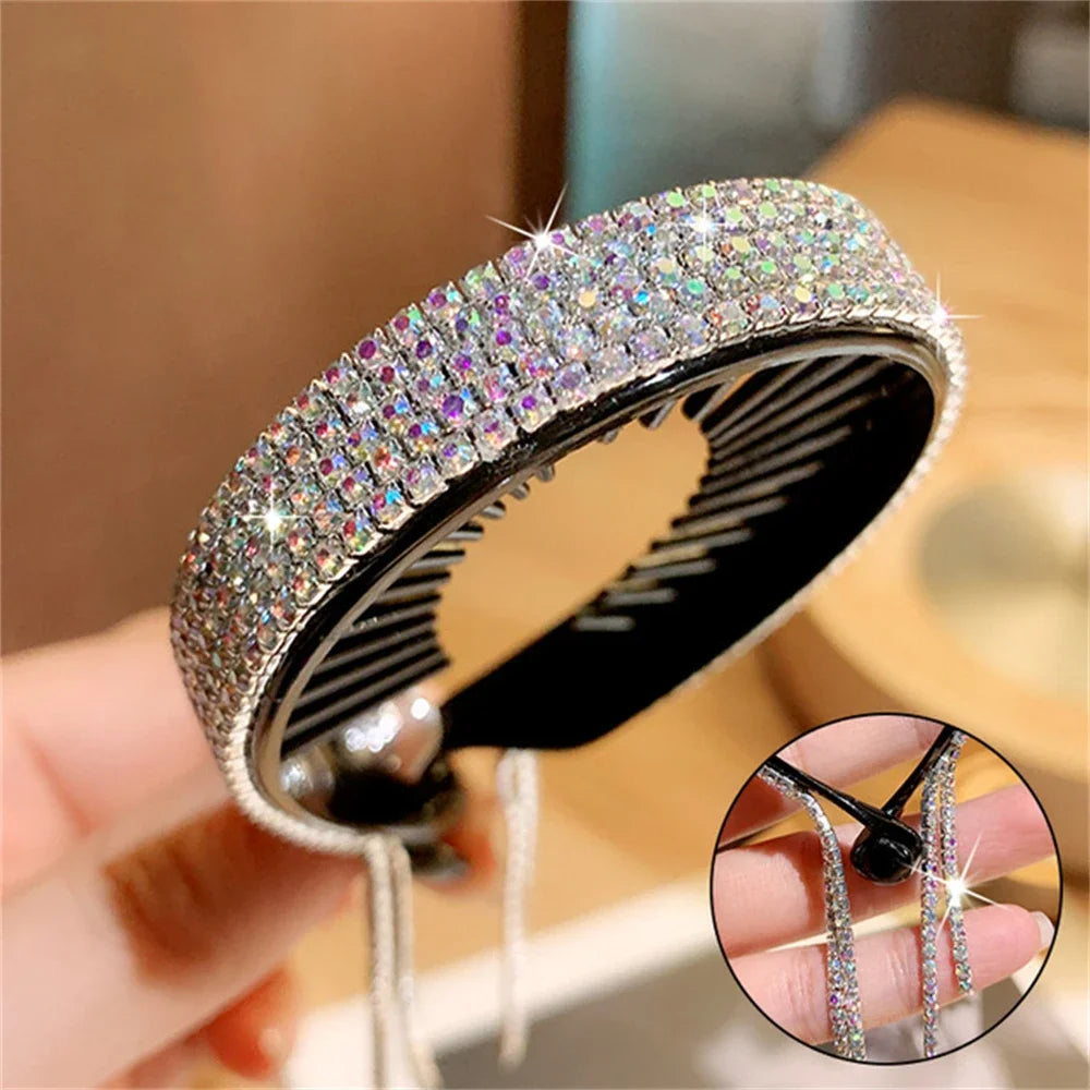 New Glitter Rhinestones Hair Claw Clip For Women Meatball Head Fixed Hair Styling Tools Hairpin Accessories Hair Ornaments