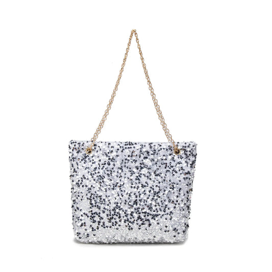 Shiny Sequin Tote Bag Large Capacity Chain Shoulder Bag Glitter Evening Handbag for Party Wedding & Prom Fashion Bag for Women