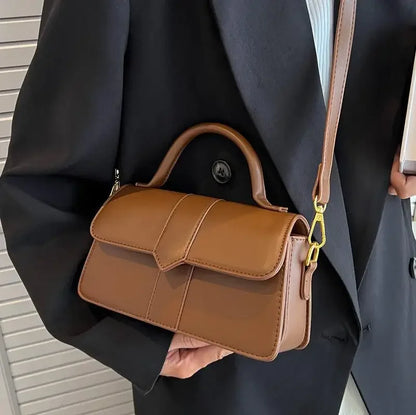 Fashionable Small Square Handbag Women's Crossbody Bag Trendy Handbag Soft PU Leather Neutral Minimalist Style Mobile Phone Pock
