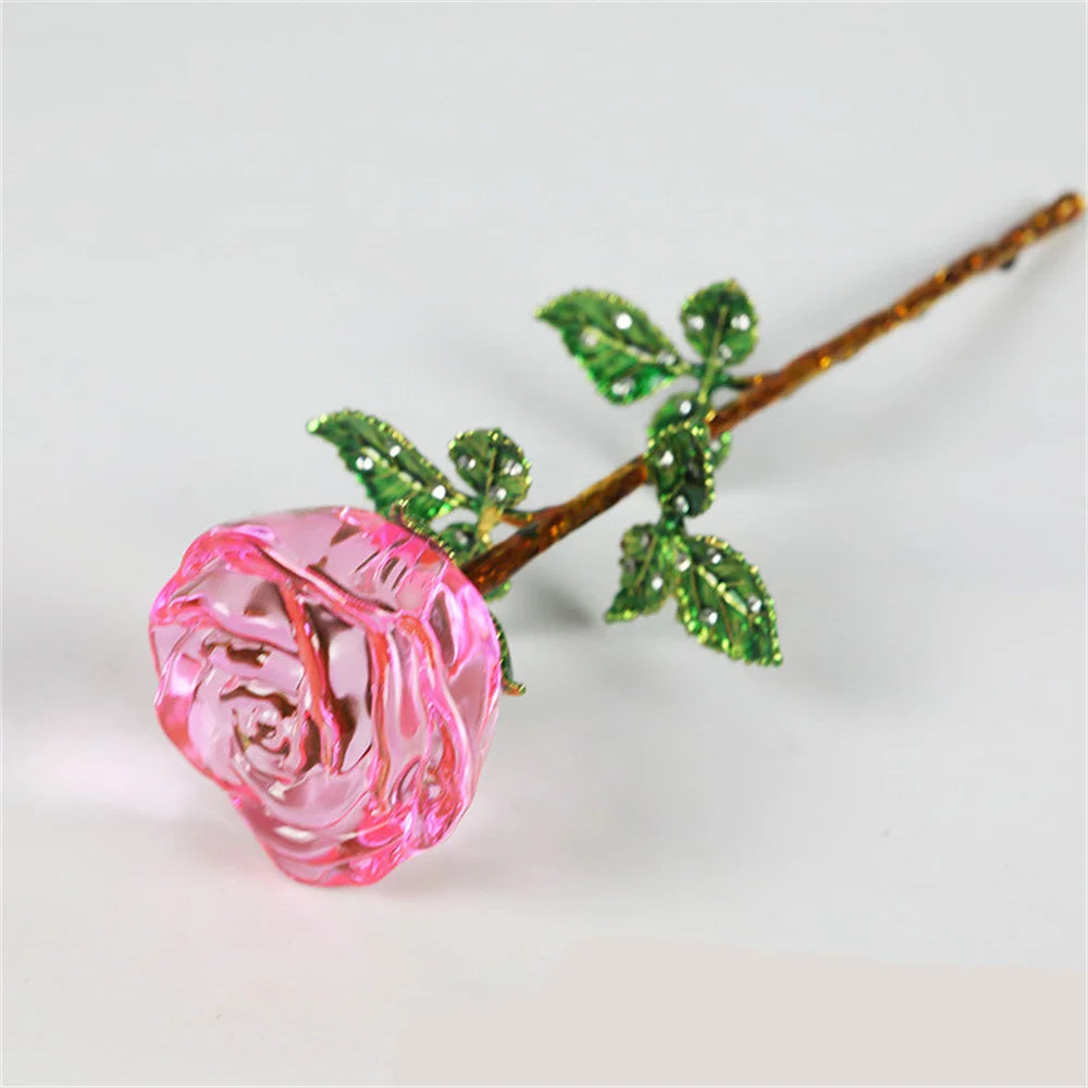 Valentines Day Gift Handcrafted Wedding Gifts Valentines Day Rose Transparent Crystal Glass Rose For Valentine's Day Girlfriend