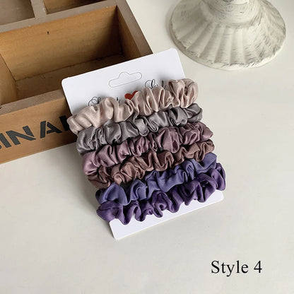 3/6Pcs/Set Silk Hair Scrunchies Elastic Hair Bands Women Elegant Headwear Hair Ties Ponytail Holder Sweet Hair Rope Rubber Bands