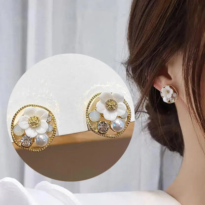 925 Silver Needle Korean Fashion Bowknot Tulip Earrings For Women Jewelry 2026 Trending New Women's White Flower Earrings Brinco
