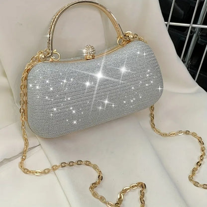 Shiny Mini Evening Bag Rhinestone Decor Chain Purse Luxury Glitter Banquet Handbag Perfect for Party Wedding Prom Dinner Banquet