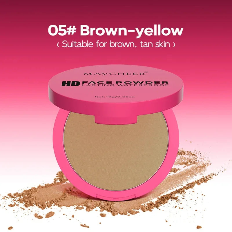 6 Color Natural Matte Pressed Powder Oil Control Brighten Whitening Face Base Foundation Compact Concealer Makeup Cosmetics