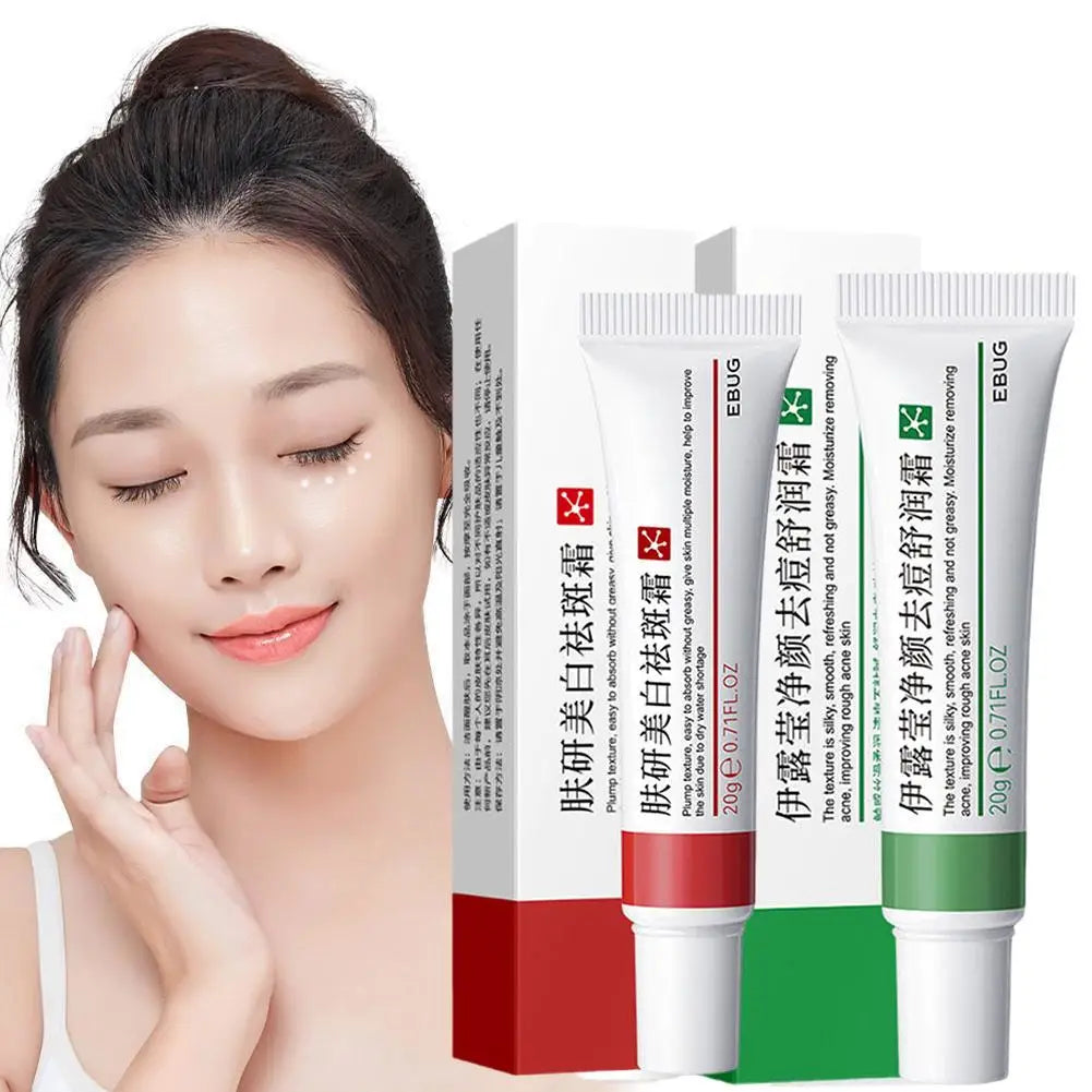 EBUG Skin Care Duo - 20g Whitening Dark Spot Cream + 20g Acne Removal Cream Hydrating Brightening Soothing Facial Care Set