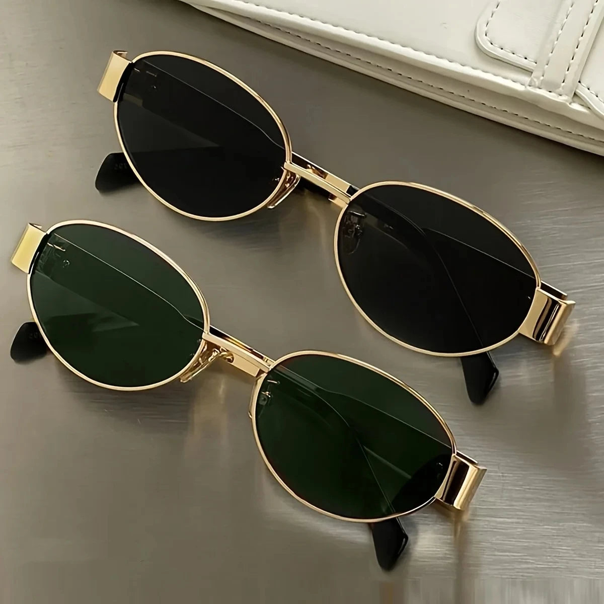New  Oval Sunglasses for Women Men Trendy Metal Frame Sun Glasses Classic Shades Casual Eyewear