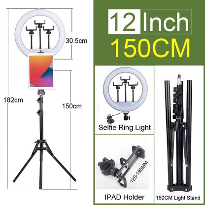 6-14" Ring Light 10 Dimming Levels 22 Modes Professinonal Fill Light 3CCT/RGB with Tripod & Phone/IPad Holder For Live streaming