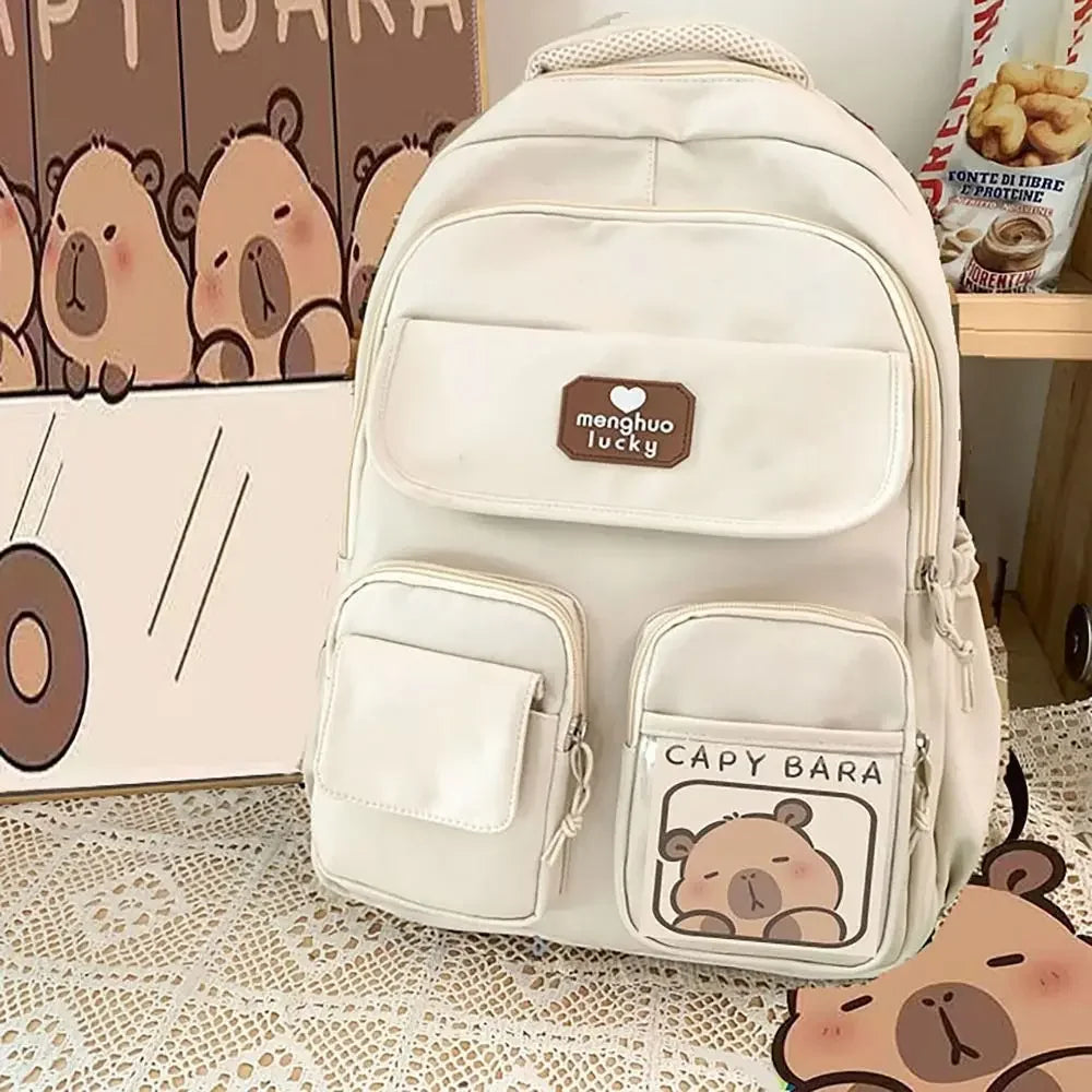 Cute Capybara Schoolbag Adjustable Strap Waterproof Shoulders Bag Large Capacity Computer Bag Student
