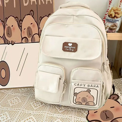 Cute Capybara Schoolbag Adjustable Strap Waterproof Shoulders Bag Large Capacity Computer Bag Student